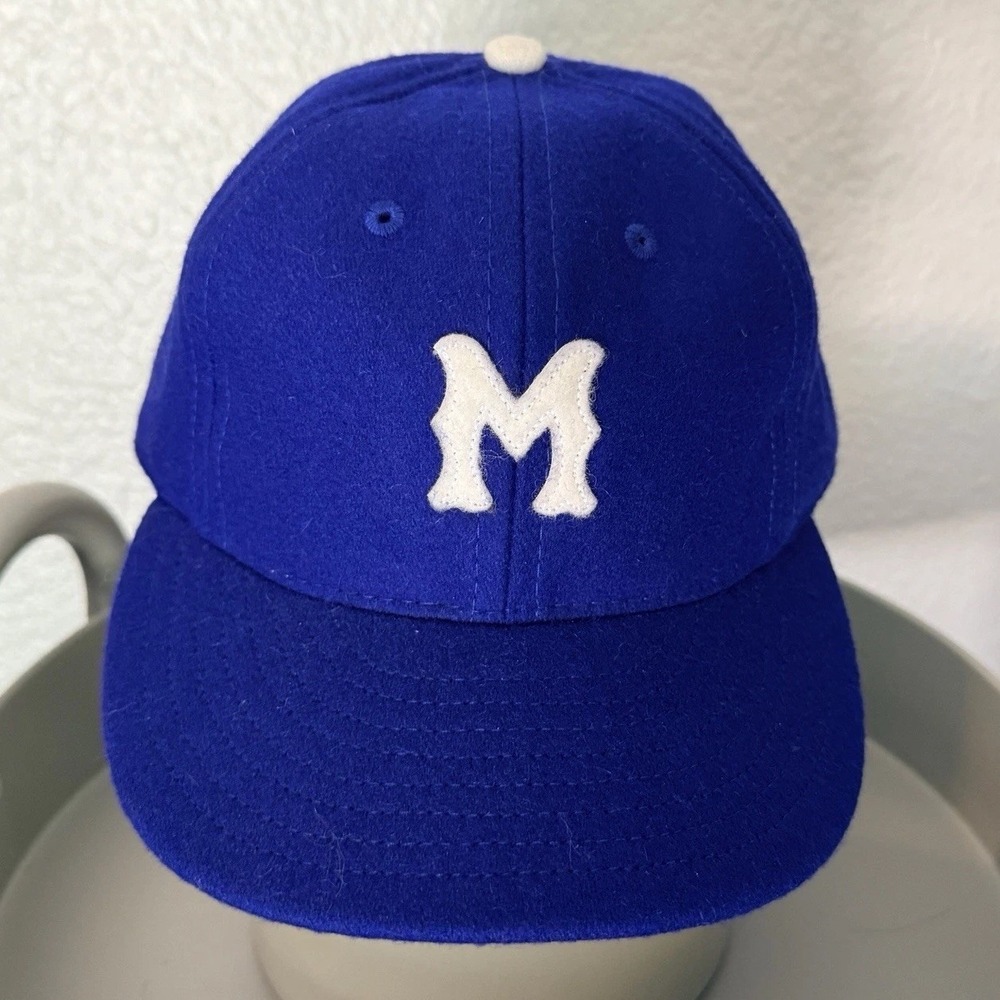 Ebbets Field Flannels Hat Blue Montreal Royals USA Low Crown Wool 7 1/8 RARE